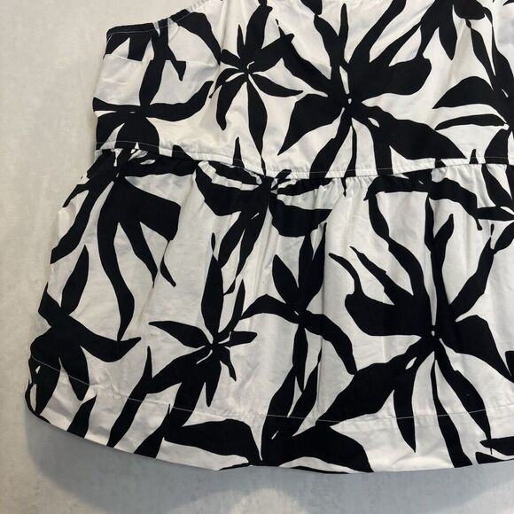 Free Assembly Women's Spaghetti Strap White Black Floral Peplum Tank Top XXXL - Picture 4 of 13